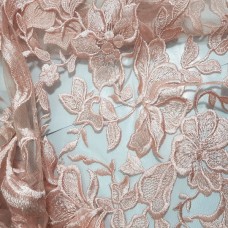 Ткань Сетка с вышивкой (персиковый)